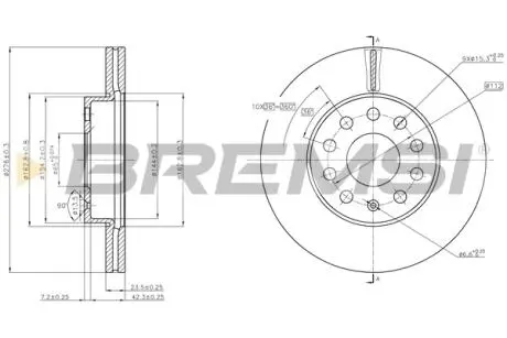 CD8400V Гальмівний диск перед. VW Golf VII 12- (276x24) BREMSI підбір по vin на Brocar