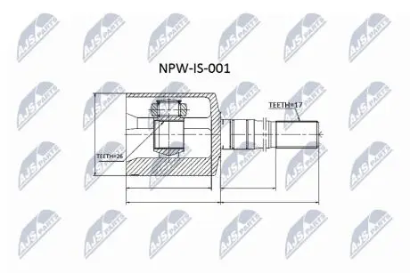 NPWIS001 Шарнир равных угловых скоростей NTY подбор по vin на Brocar