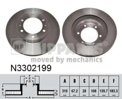 N3302199 Тормозные диски NIPPARTS підбір по vin на Brocar
