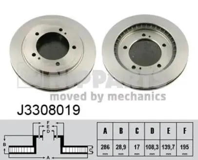 J3308019 Гальмівні диски NIPPARTS підбір по vin на Brocar
