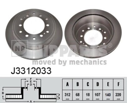 J3312033 Тормозные диски NIPPARTS подбор по vin на Brocar