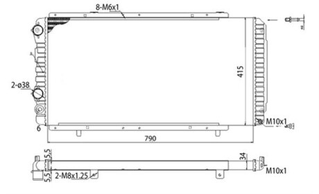 350213707003 Радиатор двигателя CITROEN JUMPER* (230P/L) 1,9TD 2,5D/TD FIAT DUCATO* (230L) 2,5D/TDI MAGNETI MARELLI підбір по vin на Brocar