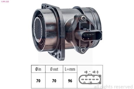 1991325 Расходомер воздуха (дизель) 1,9TDI: Audi A4 SEATSkoda Fabia,OctaviaVW Ford Galaxy EPS подбор по vin на Brocar