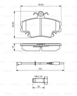 0986494522 Тормозные колодки передн.Logan,Sandero,Dacia Solenza,Peugeot 205-309,R11-25 BOSCH підбір по vin на Brocar