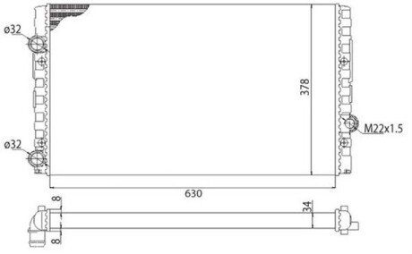 350213793003 Радіатор двигуна VW GOLF III (1H1) 1,9D/TD/TDI GOLF IV (1J1) 1,9TDI MAGNETI MARELLI підбір по vin на Brocar