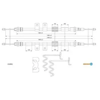 1302901 Трос ручного тормоза (длинная база) Transit Connect -2 (1985/1860mm) ADRIAUTO подбор по vin на Brocar