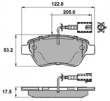 NP2142 Гальмівні колодки перед. Doblo 01- (Bosch) (122.8x53.6) з датчиком NATIONAL підбір по vin на Brocar