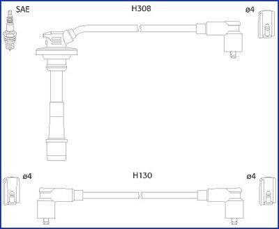 134562 Комплект высоковольтных проводов Avensis 1,6 -00, Carina 1,6 -97 HITACHI подбор по vin на Brocar