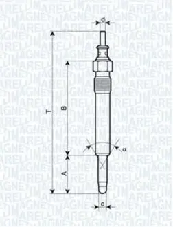 UX17A Свічка розжарення MERCEDES, OPEL,PEUGEOT, SEAT [062900004304] MAGNETI MARELLI підбір по vin на Brocar