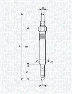 UX16A Свеча накала MERCEDES, OPEL,PEUGEOT, SEAT [062900003304] MAGNETI MARELLI підбір по vin на Brocar
