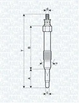 UC11A Свічка розжарення FORD, AUDI, CITROEN, FIAT [062900000304] MAGNETI MARELLI підбір по vin на Brocar