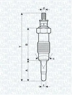 UX12A Свічка розжарення FORD, HONDA,ISUZU,IVECO [062580704304] MAGNETI MARELLI підбір по vin на Brocar