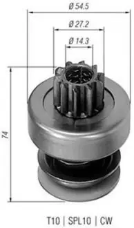 AMB0134 Бендикс (z=10) PEUGEOT 2,1/2,3/2,5D FORD 2,3/2,5D MAGNETI MARELLI підбір по vin на Brocar
