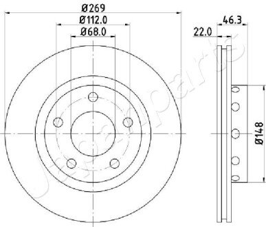 DP0913 Тормозной задн.(вентил.) AUDI A8 96-01 (269*22) JAPANPARTS підбір по vin на Brocar