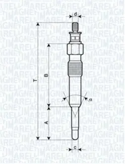 UC8A Свічка розжарення HONDA, ROVER [062503901304] MAGNETI MARELLI підбір по vin на Brocar