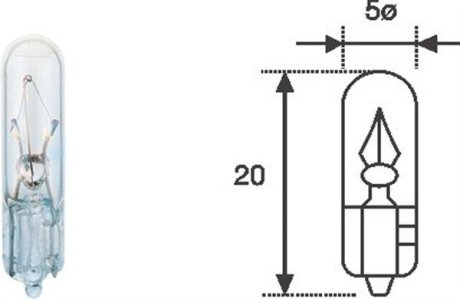 T512W12V T5 W1,2W 12V1,2W Автолампа безцокольная MAGNETI MARELLI підбір по vin на Brocar