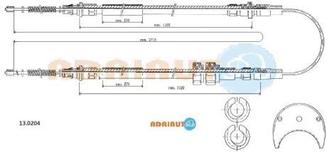 130204 Трос ручного тормоза Fiesta 83- 2726mm ADRIAUTO подбор по vin на Brocar