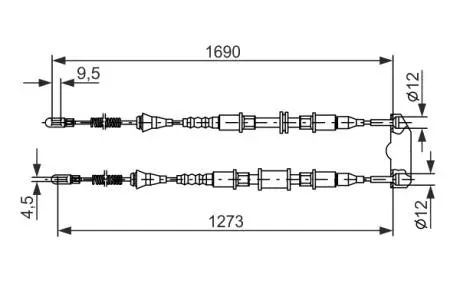 1987477129 Трос ручного тормоза задний Astra 92- BOSCH подбор по vin на Brocar