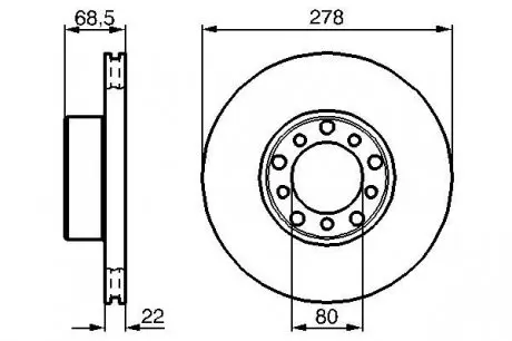 0986478061 Диск тормозной передний W126 80-85 BOSCH підбір по vin на Brocar