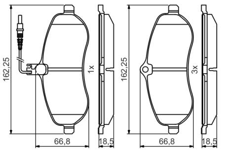 0986495460 Колодки тормозные (передние) Fiat Scudo/Citroen Jumpy/Peugeot Expert 07- (с датчиком) BOSCH підбір по vin на Brocar