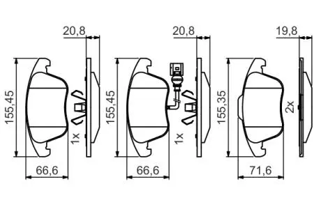 0986495464 Колодки пер. VW Tiguan 07- BOSCH підбір по vin на Brocar