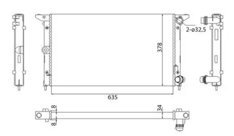 350213844003 MARELLI Радиатор двигателя FORD GALAXY II (WGR) 1,8T 2,0I1,9TDI 04.2000-03.2006 SEAT ALHAMBRA II MAGNETI MARELLI підбір по vin на Brocar