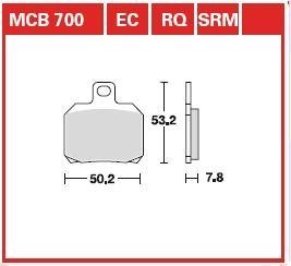 MCB700EC Комплект гальмівних колодок, дискове гальмо MCB700EC TRW TRW підбір по vin на Brocar