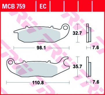 MCB759EC Комплект гальмівних колодок TRW підбір по vin на Brocar