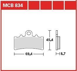 MCB834 Комплект тормозных колодок, дисковый тормоз MCB834 TRW TRW подбор по vin на Brocar