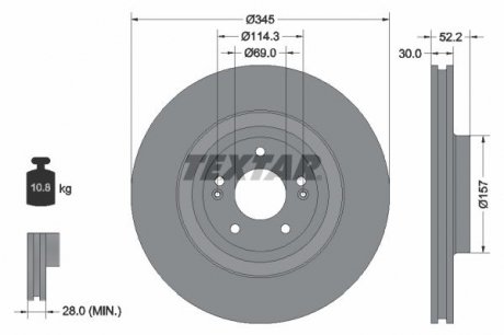 92315103 TARCZA HAM. HYUNDAI P. I30 2,0 17- TEXTAR підбір по vin на Brocar