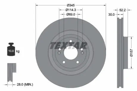 92315103 TARCZA HAM. HYUNDAI P. I30 2,0 17- TEXTAR подбор по vin на Brocar