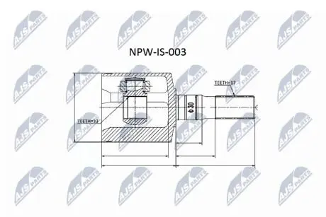 NPWIS003 Шарнир равных угловых скоростей NTY подбор по vin на Brocar