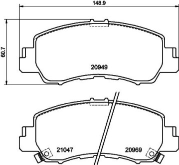 8DB355040521 Комплект гальмівних колодок передній HELLA підбір по vin на Brocar