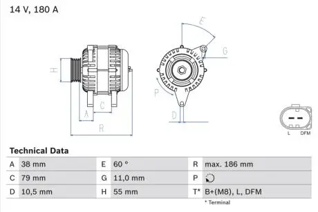 0986084140 Alternator BOSCH підбір по vin на Brocar
