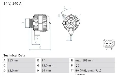 0986083820 Alternator BOSCH подбор по vin на Brocar