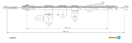 5202472 Трос ручного тормоза прав. 1984/1763 мм COROLLA Verso-4 ADRIAUTO підбір по vin на Brocar