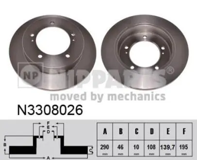 N3308026 Тормозные диски NIPPARTS подбор по vin на Brocar