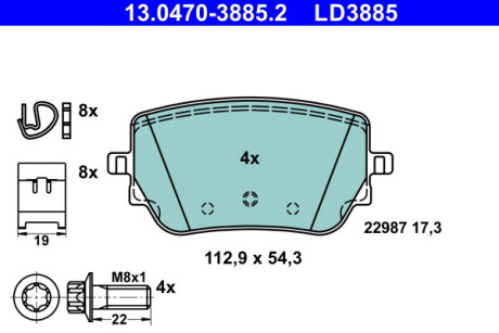 13047038852 KLOCKI HAM. DB T. C118/X118/H247/X247/W177/W247 1,3-2,0 18- CERAMIC ATE підбір по vin на Brocar