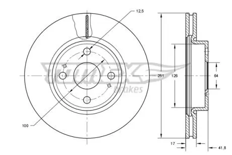 TX7387 TARCZA HAMULC. MITSUBISHI SPACE STAR 12- PRZÓD TOMEX підбір по vin на Brocar