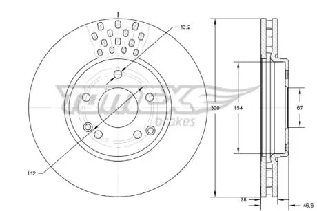 TX7404 TARCZA HAMULC. MERCEDES W210 E-KLASA 95-02 TOMEX підбір по vin на Brocar