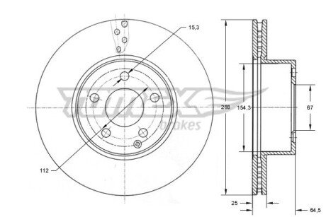 TX7403 TARCZA HAMULC. MERCEDES W204 C-KLASA 07-14 TOMEX підбір по vin на Brocar