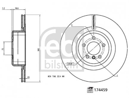 174459 Диск гальмівний (задній) BMW X5 (E70)/ X6 (E71) 06-14 (385x24) FEBI BILSTEIN підбір по vin на Brocar