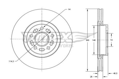 TX7319 TARCZA HAMULC. MAZDA 5 05- KOŁA 16-17 TOMEX подбор по vin на Brocar