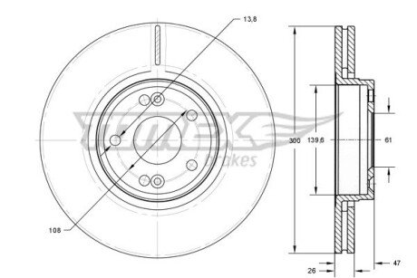 TX7212 TARCZA HAMULC. RENAULT LAGUNA 01-07 TOMEX підбір по vin на Brocar