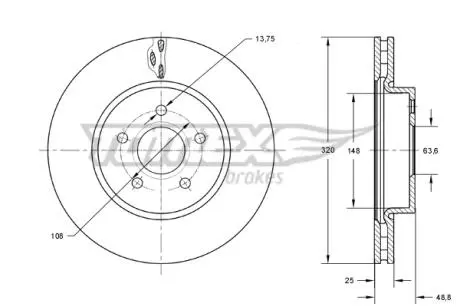 TX7391 TARCZA HAMULC. FORD KUGA 13- PRZÓD TOMEX подбор по vin на Brocar
