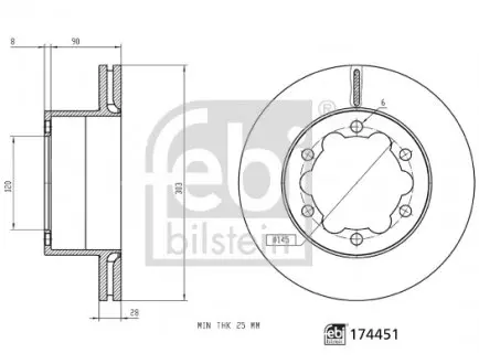 174451 Гальмівний диск FEBI BILSTEIN подбор по vin на Brocar