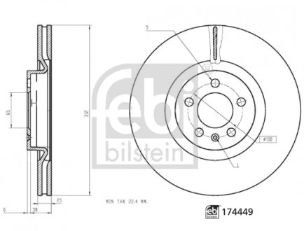 174449 TARCZA HAMULC. AUDI A1 18- PRZÓD FEBI BILSTEIN подбор по vin на Brocar