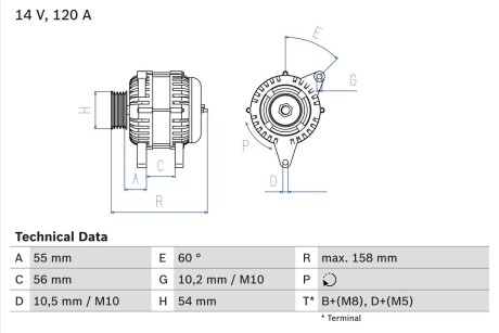 0986044410 Генератор BOSCH підбір по vin на Brocar