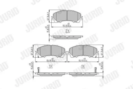 573789J Колодки тормозные (передние) Nissan X-Trail/Infiniti Q50 13-/Renault Koleos 16- (Akebono) JURID подбор по vin на Brocar