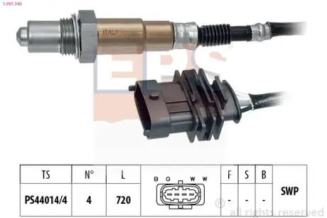 1997340 Лямбда-зонд (4 конт.) OPEL 1,4/1,6: Astra G, VectraB, Zafira -99 EPS підбір по vin на Brocar
